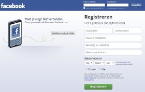 Tot voor vanochtend is dit het enige wat de Vremdeling ooit van Facebook te zien kreeg.
