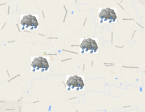 Het weerbericht in Vremde. Niet veel soeps.